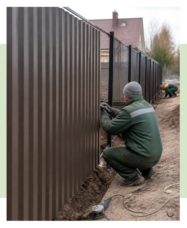 Забор из профнастила 1,8 метра с установкой под ключ в Полысаеве