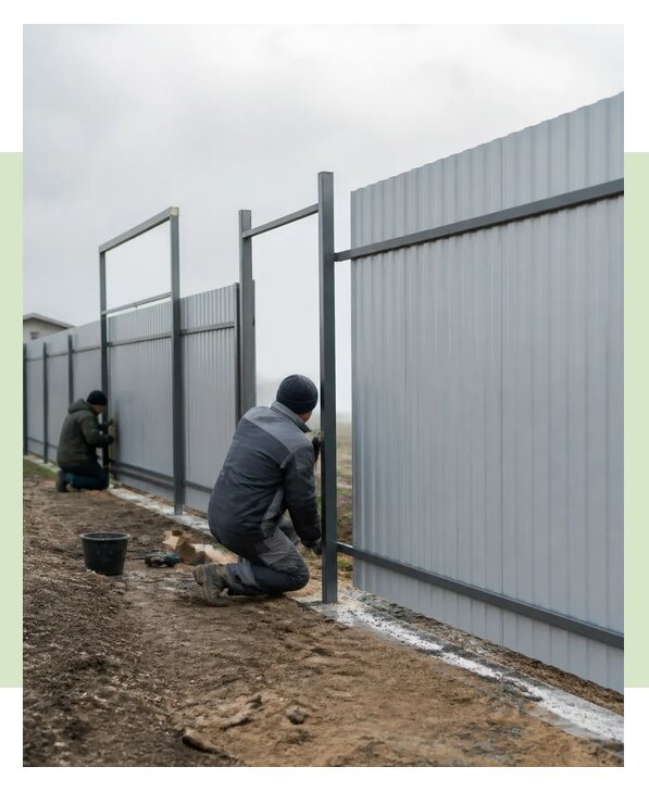 Установка забора из профнастила С8 под ключ в Полысаеве
