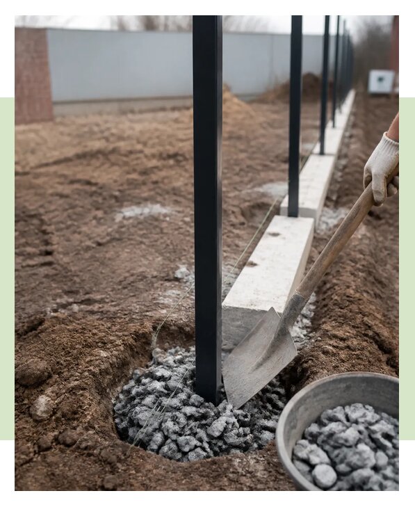 Бутование столбов для забора под установку в Полысаеве